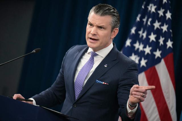 US Secretary of Defense Pete Hegseth speaks during a press briefing at the Pentagon in Washington, DC, on March 31, 2026. Hegseth said Tuesday that talks on ending the Iran war are making progress even as the more than month-long US-Israeli military campaign against the Islamic republic continued. "They are very real. They are ongoing, they are active, and I think, gaining strength," Hegseth told reporters of the negotiations. (Photo by Oliver Contreras / AFP)
