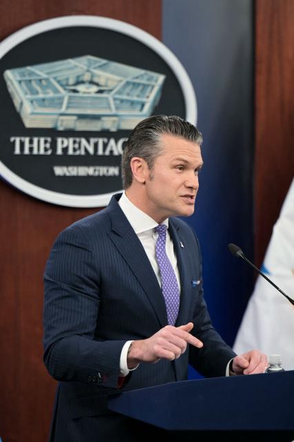 US Secretary of Defense Pete Hegseth speaks during a press briefing at the Pentagon in Washington, DC, on March 31, 2026. Hegseth said Tuesday that talks on ending the Iran war are making progress even as the more than month-long US-Israeli military campaign against the Islamic republic continued. "They are very real. They are ongoing, they are active, and I think, gaining strength," Hegseth told reporters of the negotiations. (Photo by Oliver Contreras / AFP)