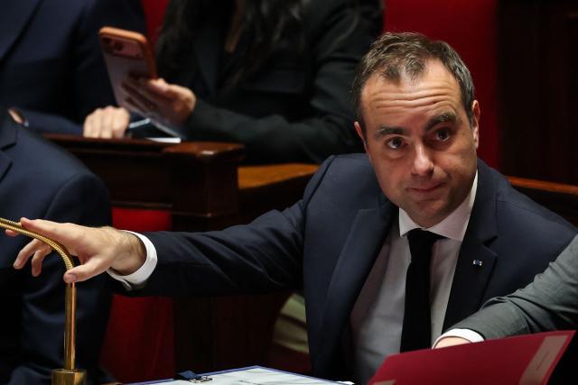 France's Prime Minister Sebastien Lecornu reacts during a session of questions to the government at The National Assembly, France's lower house of parliament in Paris on March 31, 2026. (Photo by Anne-Christine POUJOULAT / AFP)