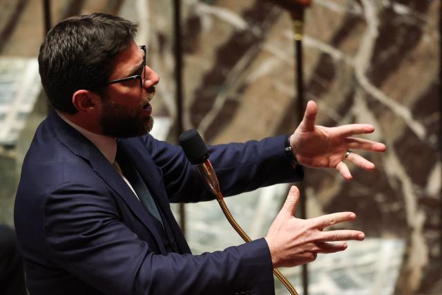 France's Housing Minister Vincent Jeanbrun speaks during a session of questions to the government at The National Assembly, France's lower house of parliament in Paris on March 31, 2026. (Photo by Anne-Christine POUJOULAT / AFP)