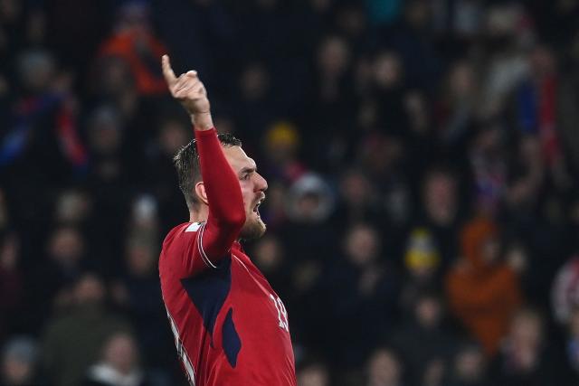 Czech Republic's forward #19 Tomas Chory celebrates after scoring during the penalty shoot-outs during the FIFA World Cup 2026 European qualification final football match Czech Republic vs Denmark on March 31, 2026 in Prague, Czech Republic. (Photo by Michal Cizek / AFP)