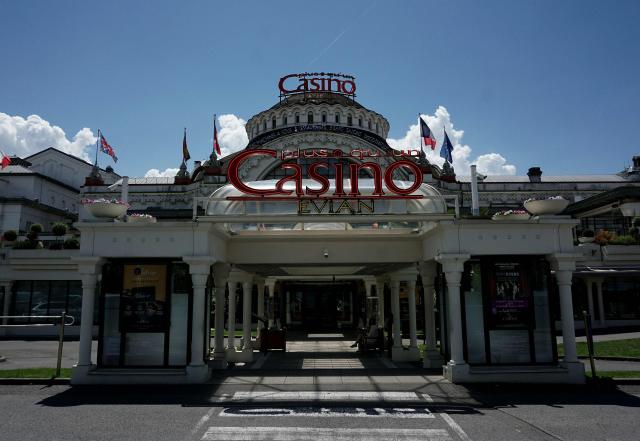 (FILES) A picture shows the casino in Evian-les-Bains, central-eastern France, on June 7, 2016. The casino in Evian-les-Bains was partially destroyed by a massive fire during the night of March 31 to April 1, 2026, according the fire department, with no casualties reported. (Photo by PATRIK STOLLARZ / AFP)