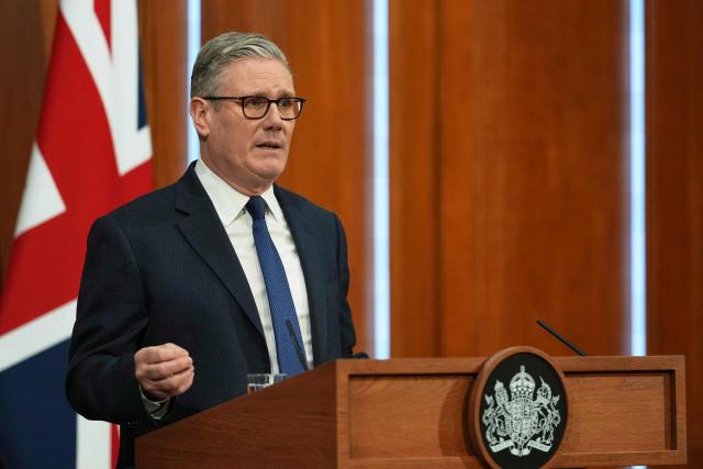 British Prime Minister Keir Starmer speaks during a press conference to update on the latest situation in the Middle East and how the government is supporting families at home at 10 Downing Street in London, on April 1, 2026. (Photo by Frank Augstein / POOL / AFP)