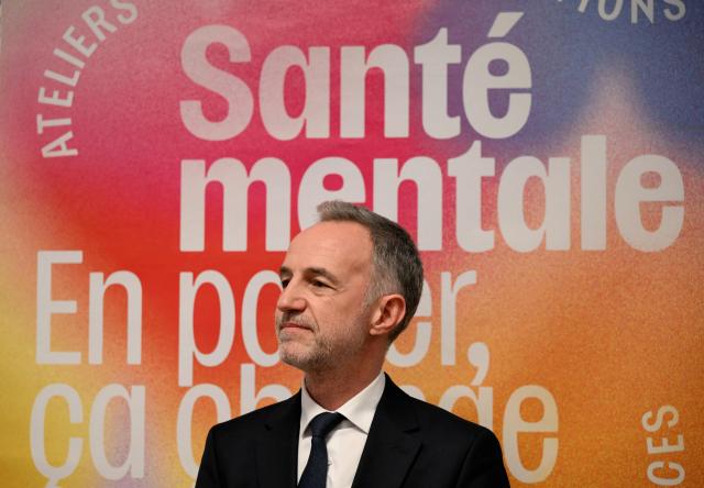 Paris Mayor Emmanuel Gregoire attends a mental health conference (Assises de la sante mentale) in Paris on April 1, 2026. (Photo by Anna KURTH / AFP)