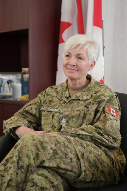 General Jennie Carignan, Chief of the Defence Staff of the Canadian Armed Forces, poses for a portrait in her office at the National Defence headquarters in Ottawa, on March 30, 2026. Canada's military is at a "turning point," says to AFP Canada's top general Jennie Carignan, as it gears towards "larger-scale conflicts" and prepares to defend the Arctic that "geography no longer protects as well as it did." (Photo by Daphné LEMELIN / AFP)
