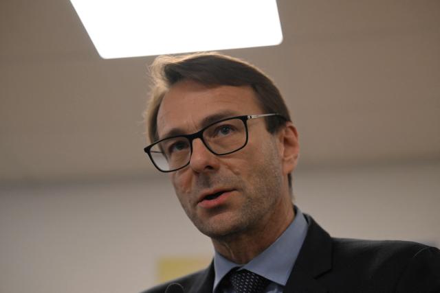 Laurent Noe, director of the Paris Academy, delivers a speech during a mental health conference (Assises de la sante mentale) in Paris on April 1, 2026. (Photo by Anna KURTH / AFP)