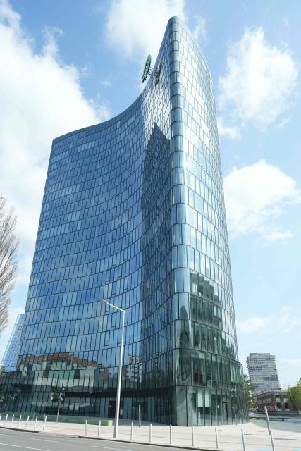 The headquarters of Austrian energy group OMV are pictured in Vienna, on April 1, 2026. Austria’s hydrocarbons company OMV and the Emirati firm ADNOC (Abu Dhabi National Oil Company) jointly created a new global leader in plastics production, Borouge International, on March 31, 2026, confirming their diversification strategy in the fast-growing chemicals sector. (Photo by GEORG HOCHMUTH / APA / AFP) / Austria OUT