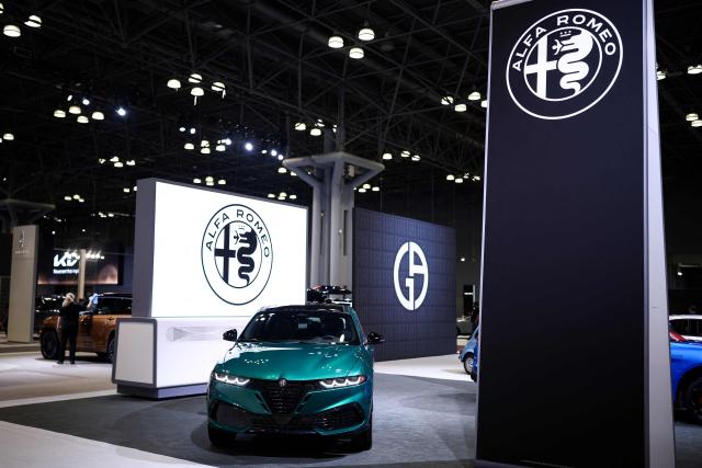 The Alpha Romeo Tonale is pictured during the press preview for the New York International Auto Show at the Jacob Javits Convention Center in New York City on April 1, 2026. (Photo by CHARLY TRIBALLEAU / AFP)