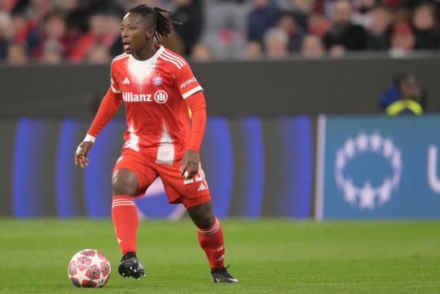 Bayern Munich's Ivorian midfielder #15 Bernadette Kakounan plays the ball during the UEFA Women's Champions League, Quarter Final second-leg football match between FC Bayern Munich and Manchester United in Munich on April, 1 2026. (Photo by Markus FISCHER / AFP)