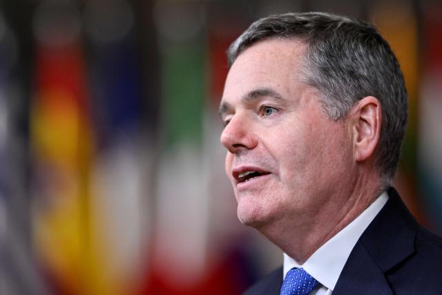 (FILES) President of the Eurogroup Paschal Donohoe speaks to the press during the European Council meeting gathering the 27 EU leaders to discuss Ukraine, European defence, recent developments in the Middle East, competitiveness, housing and migration, in Brussels, on October 23, 2025. The World Bank is "extremely concerned" about the effect the war on Iran will have on inflation, jobs and food security, and is in talks with member states on how to address immediate needs in the crisis, a top official told AFP on April 1, 2026. Managing Director Paschal Donohoe's comments came as his organization announced a new partnership with the International Monetary Fund (IMF) and International Energy Agency (IEA) to coordinate aid responses to the war. Donohoe flagged that countries in Asia and Africa were particularly vulnerable to the energy, price and supply shocks of the crisis. (Photo by JOHN THYS / AFP)