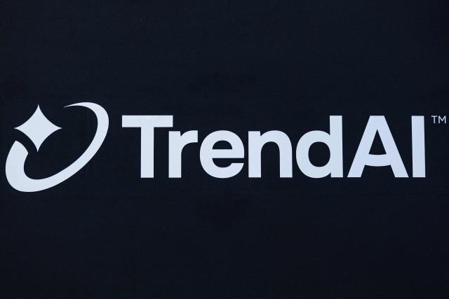 This photograph shows the logo of TrendAI during the 18th edition of the "InCyber" Forum, an international cyber security event, at the Grand Palais in Lille, northern France on April 1, 2026. The forum, which brings together the entire cybersecurity and “trusted digital” ecosystem, runs until April 2, 2026. (Photo by Sameer Al-DOUMY / AFP)