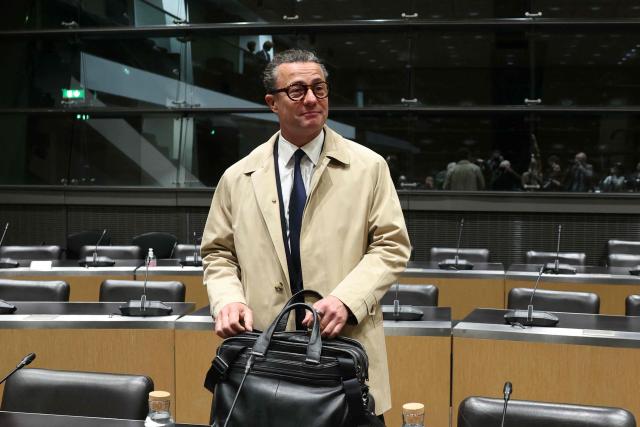 KKR France president Jerome Nomme, shareholder of audiovisual production group Mediawan, poses ahead of a hearing before the Commission of Inquiry into the Neutrality, Operation and Funding of Public Broadcasting at the National Assembly in Paris on April 2, 2026. (Photo by ALAIN JOCARD / AFP)