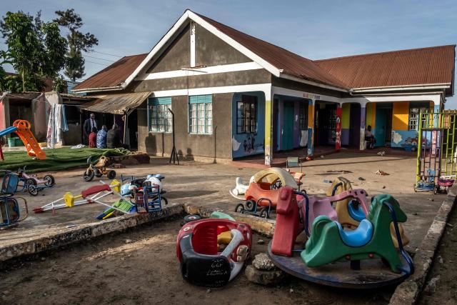 A general view of the Ggaba Early Childhood Development Program school following an attack on children in Kampala on April 2, 2026. Four children were stabbed to death on April 2, 2026 at a kindergarten in Uganda's capital, Kampala, police said.
The male suspect gained access by posing as a parent before attacking the children, who local media reported were aged between two and three. (Photo by Badru Katumba / AFP)