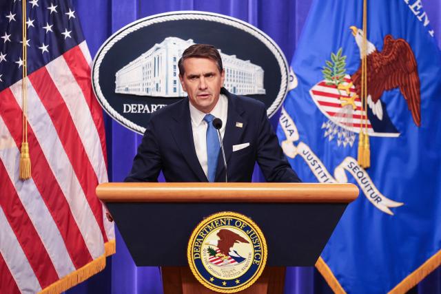 (FILES) US Deputy Attorney General Todd Blanche speaks during a press conference at the US Department of Justice on January 30, 2026 in Washington, DC. US media reported on April 2, 2026, that US President Donald Trump has fired Attorney General Pam Bondi.  CNN and other US outlets said Deputy Attorney General Todd Blanche, Trump's former personal lawyer, would serve as acting attorney general. (Photo by Alex Wroblewski / AFP)