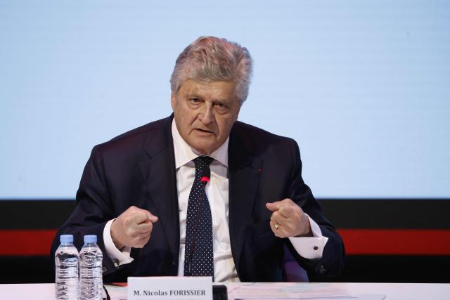 France’s junior Minister in charge of external trade Nicolas Forissier speaks during the first operational meeting of the bilateral support committee for the 2030 World Cup in Salй on April 2, 2026. (Photo by Abdel Majid BZIOUAT / AFP)