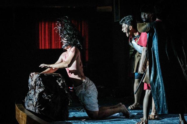 Catholics take part in a reenactment of the Passion of Christ on Good Friday at St. Bonaventura Church in Jakarta on April 3, 2026, as Christian devotees mark the Holy Week in Indonesia, a predominantly Muslim nation. (Photo by Yasuyoshi Chiba / AFP)