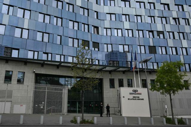 This photograph shows a general view of the entrance of the headquarters of the judiciary police in Paris, France, on April 3, 2026. (Photo by Blanca CRUZ / AFP)