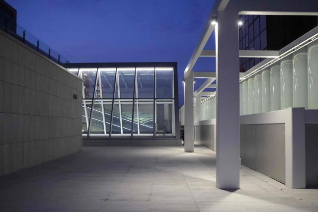 An exterior view shows the Centre Pompidou Hanwha before its inauguration ceremony with French President Emmanuel Macron in Seoul on April 3, 2026. (Photo by Ludovic MARIN / AFP)
