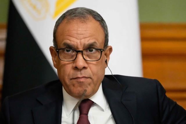 Egyptian Foreign Minister Badr Abdelatty attends a joint press conference with his Russian counterpart following their talks at Zinaida Morozova's Mansion in Moscow on April 3, 2026. (Photo by Pavel Bednyakov / POOL / AFP)