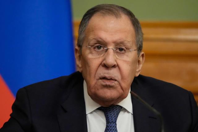Russian Foreign Minister Sergei Lavrov attends a joint press conference with his Egyptian counterpart following their talks at Zinaida Morozova's Mansion in Moscow on April 3, 2026. (Photo by Pavel Bednyakov / POOL / AFP)