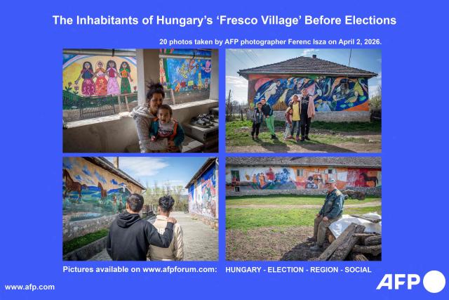 AFP presents a photo essay and reportage of 20 images by AFP photographer Ferenc Isza taken on April 2, 2026 showing the daily life of the inhabitants of the 'Fresco Village' of Bodvalenke a few days ahead of the national elections in Hungary. More images can be found on www.afpforum.com. Search for all these reportage images using: HUNGARY - ELECTION - REGION - SOCIAL
Search "REPORTAGE" to source all feature, magazine and photo essays. (Photo by Ferenc ISZA / AFP)