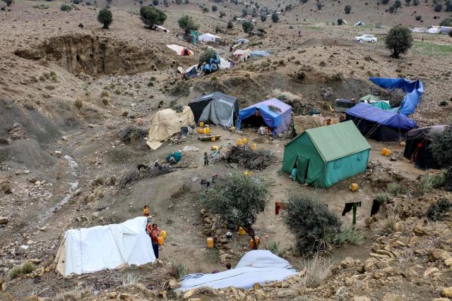 Afghan internally displaced people fled to live in temporary tents due to the ongoing conflict between Pakistani forces and Taliban fighters in the Gurbuz district of Khost province on April 3, 2026. The neighbours and one-time allies have been locked in an escalating conflict over claims from Islamabad that Afghanistan is harbouring militants responsible for cross-border attacks, which the Taliban government denies. (Photo by AFP)