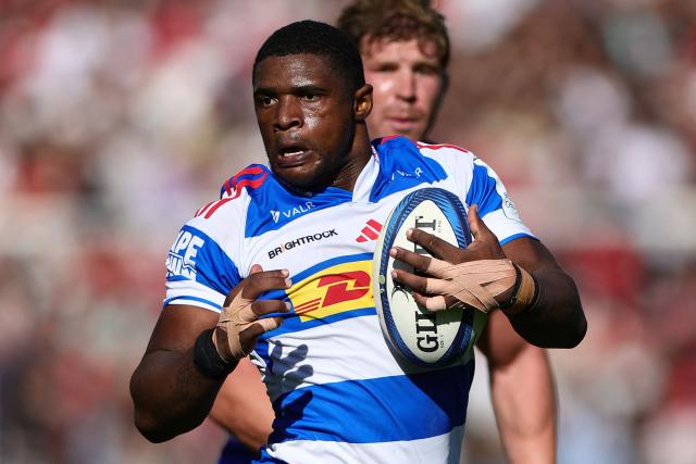 Stormers' South African full back Warrick Gelant runs with the ball during the European Rugby Champions Cup round of 16 rugby union match, between the Rugby Club Toulonnais (RCT) and the Stormers (Western Province) at the Stade Mayol in Toulon on April 4, 2026. (Photo by Clement MAHOUDEAU / AFP)