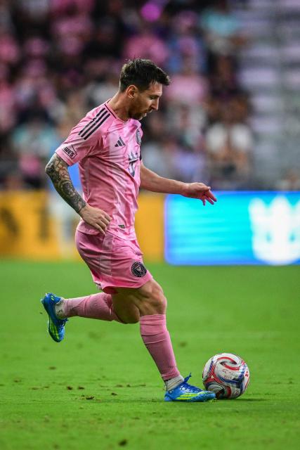 Inter Miami's Argentine forward #10 Lionel Messi controls the ball during a Major League Soccer (MLS) regular season football match between Inter Miami CF and Austin FC at the newly inaugurated NU Stadium in Miami, Florida, on April 4, 2026. (Photo by Giorgio VIERA / AFP)