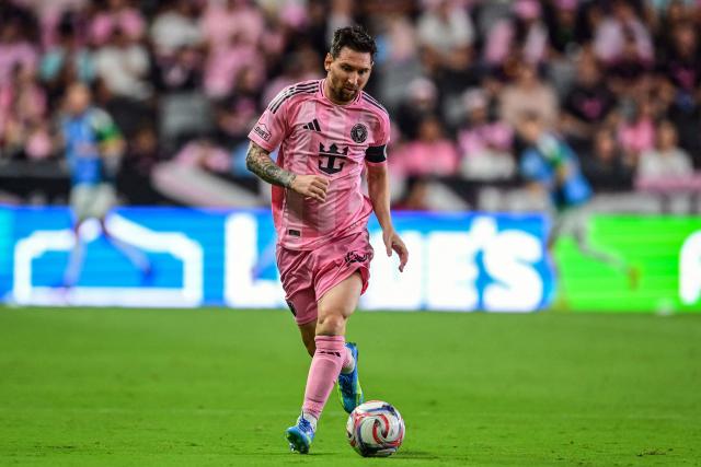 Inter Miami's Argentine forward #10 Lionel Messi controls the ball during a Major League Soccer (MLS) regular season football match between Inter Miami CF and Austin FC at the newly inaugurated NU Stadium in Miami, Florida, on April 4, 2026. (Photo by Giorgio VIERA / AFP)