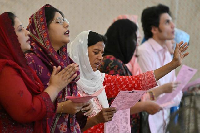 Christians attend Easter Sunday mass at the Central Brooks Memorial Church in Karachi on April 5, 2026. (Photo by Asif HASSAN / AFP)