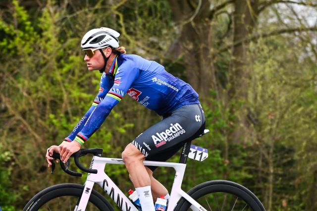 Dutch Mathieu van der Poel of Alpecin-Premier Tech competes in the men's race of the 'Ronde van Vlaanderen/ Tour des Flandres/ Tour of Flanders' UCI WorldTour one day cycling race, 278 km from Antwerp to Oudenaarde, on April 5, 2026. (Photo by ELIAS ROM / Belga / AFP) / Belgium OUT