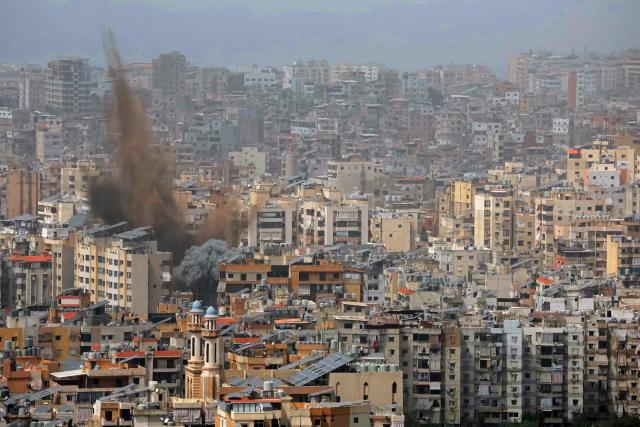 Smoke rises from the site of an Israeli airstrike that targeted an area in Beirut's southern suburbs, on April 5, 2026. The Israeli military said on April 5 that it had begun striking Hezbollah targets in the Lebanese capital Beirut. (Photo by ibrahim AMRO / AFP) / 