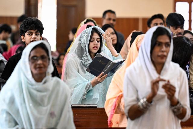 Christian devotees attend Easter Sunday Mass commemorating the resurrection of Jesus at the Methodist Church in Quetta on April 5, 2026. (Photo by Banaras KHAN / AFP)