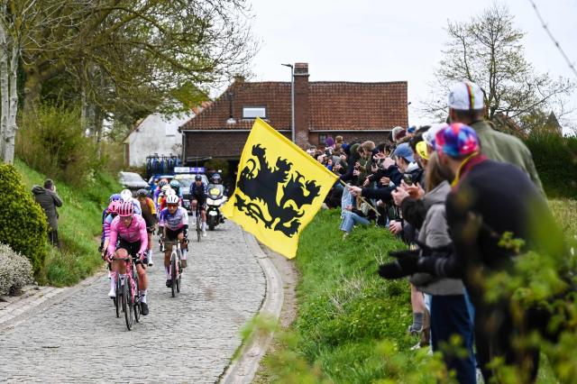 American Luke Lamperti of EF Education-EasyPos competes in the men's race of the 'Ronde van Vlaanderen/ Tour des Flandres/ Tour of Flanders' UCI WorldTour one day cycling race, 278 km from Antwerp to Oudenaarde, on April 5, 2026. (Photo by ELIAS ROM / Belga / AFP) / Belgium OUT