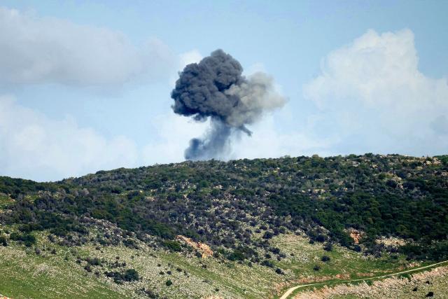 Smoke rises following an Israeli airstrike on the area of Ali al-Daher in southern Lebanon as seen from nearby Marjeyoun on April 6, 2026. Lebanon was drawn into the Middle East war in early March when Iran-backed militant group Hezbollah attacked Israel in response to the killing of the Iranian supreme leader during US-Israeli strikes on February 28. (Photo by AFP)