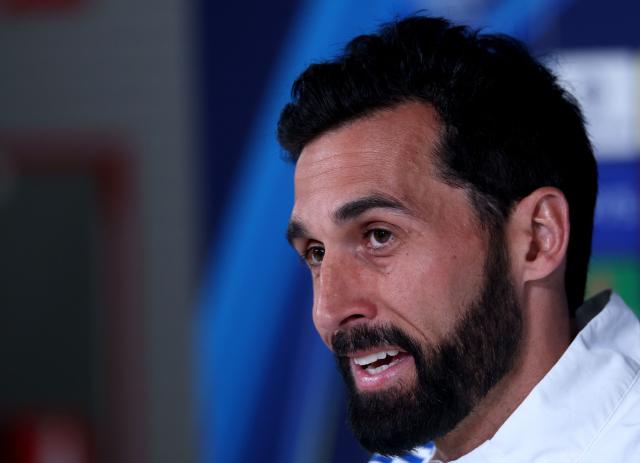 Real Madrid's Spanish coach Alvaro Arbeloa gives a press conference on the eve of the UEFA Champions League quarter final first leg football match against FC Bayern Munich, at Real Madrid Sports City in Valdebebas, in the outskirts of Madrid on April 6, 2026. (Photo by Pierre-Philippe MARCOU / AFP)