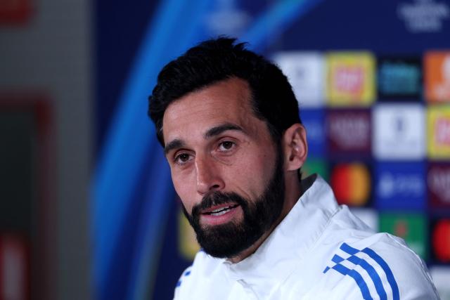 Real Madrid's Spanish coach Alvaro Arbeloa gives a press conference on the eve of the UEFA Champions League quarter final first leg football match against FC Bayern Munich, at Real Madrid Sports City in Valdebebas, in the outskirts of Madrid on April 6, 2026. (Photo by Pierre-Philippe MARCOU / AFP)