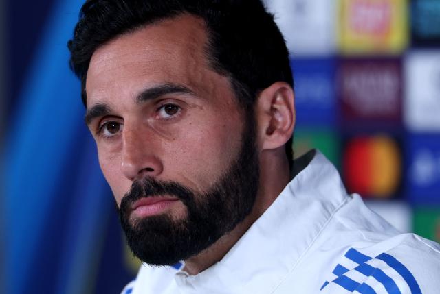 Real Madrid's Spanish coach Alvaro Arbeloa gives a press conference on the eve of the UEFA Champions League quarter final first leg football match against FC Bayern Munich, at Real Madrid Sports City in Valdebebas, in the outskirts of Madrid on April 6, 2026. (Photo by Pierre-Philippe MARCOU / AFP)