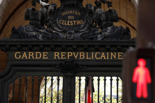 A photo shows the entrance of the Quartier des Celestins, the headquarters of the French Republican Guard in Paris, on April 6, 2026. An investigation is underway in Paris following a complaint filed by a gendarme who denounces ‘racist harassment’ within the prestigious Republican Guard. The 29-year-old serviceman filed his complaint on December 17, 2025, and was then interviewed on January 21, 2026, according to a source close to the case. (Photo by Kenzo TRIBOUILLARD / AFP)