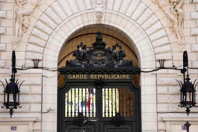 A photo shows the entrance of the Quartier des Celestins, the headquarters of the French Republican Guard in Paris, on April 6, 2026. An investigation is underway in Paris following a complaint filed by a gendarme who denounces ‘racist harassment’ within the prestigious Republican Guard. The 29-year-old serviceman filed his complaint on December 17, 2025, and was then interviewed on January 21, 2026, according to a source close to the case. (Photo by Kenzo TRIBOUILLARD / AFP)
