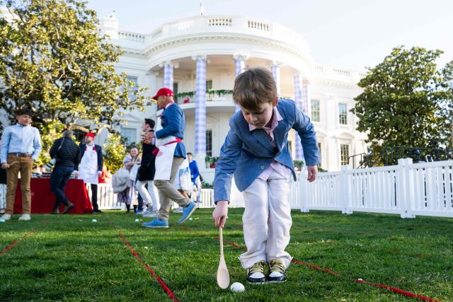 Children participate in the annual Easter Egg Roll on the South Lawn of the White House on April 6, 2026, in Washington, DC. (Photo by SAUL LOEB / AFP)