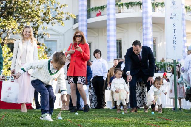 Children participate in the annual Easter Egg Roll on the South Lawn of the White House on April 6, 2026, in Washington, DC. (Photo by SAUL LOEB / AFP)