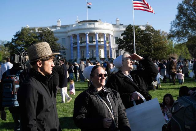 Guests gather on the South Lawn of the White House during the annual Easter Egg Roll on April 6, 2026, in Washington, DC. (Photo by SAUL LOEB / AFP)