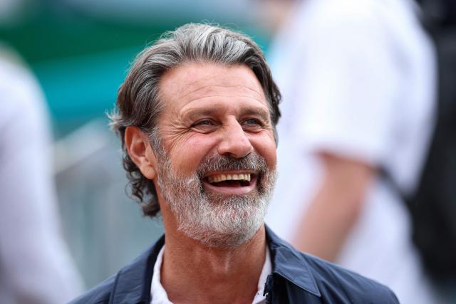 French tennis coach Patrick Mouratoglou reacts ahead of the Monte Carlo ATP Masters Series Tournament round of 64 tennis match between Greece's Stefanos Tsitsipas and Argentinia's Francisco Cerundolo on Court Rainier III at the Monte-Carlo Country Club in Roquebrune-Cap-Martin, south-eastern France on April 6, 2026. (Photo by Valery HACHE / AFP)