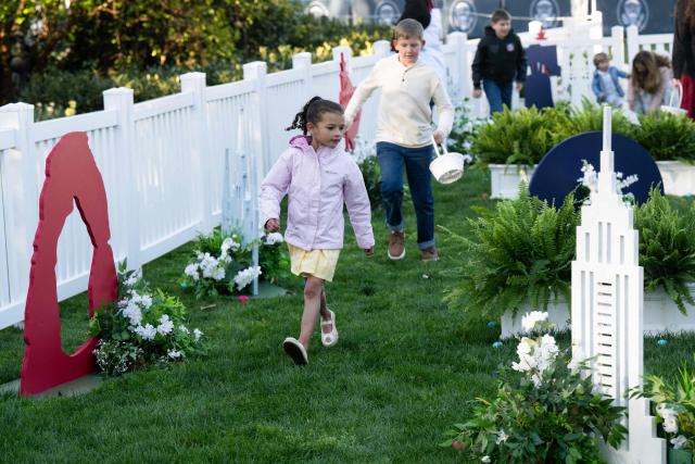 Children attend the annual Easter Egg Roll on the South Lawn of the White House on April 6, 2026, in Washington, DC. (Photo by SAUL LOEB / AFP)