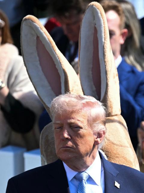 US President Donald Trump host the annual Easter Egg Roll on the South Lawn of the White House on April 6, 2026, in Washington, DC. (Photo by SAUL LOEB / AFP)