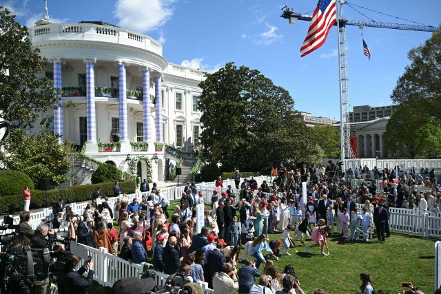 US President Donald Trump and First Lady Melania Trump host the annual Easter Egg Roll on the South Lawn of the White House on April 6, 2026, in Washington, DC. (Photo by SAUL LOEB / AFP)