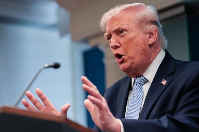 US President Donald Trump speaks about the conflict in Iran in the James S. Brady Press Briefing Room of the White House on April 6, 2026, in Washington, DC. (Photo by Kent Nishimura / AFP)