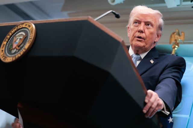 US President Donald Trump speaks about the conflict in Iran in the James S. Brady Press Briefing Room of the White House on April 6, 2026, in Washington, DC. (Photo by Kent Nishimura / AFP)