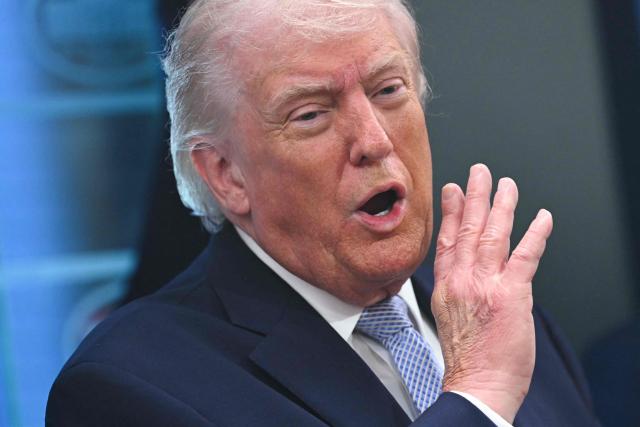 US President Donald Trump speaks about the conflict in Iran in the James S. Brady Press Briefing Room of the White House on April 6, 2026, in Washington, DC. (Photo by SAUL LOEB / AFP)